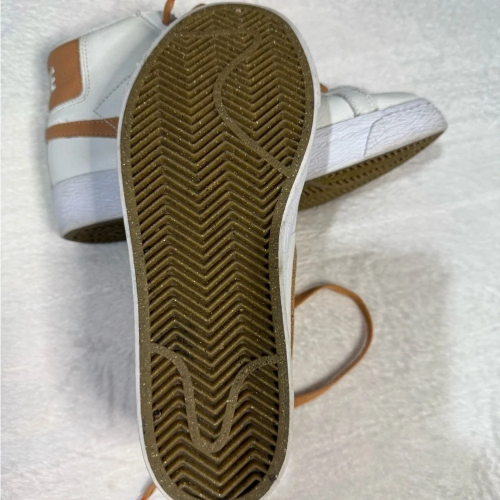 Nike White and Tan High-Top Sneakers with Unique Lacing